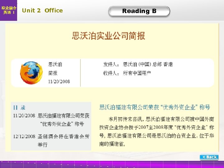职业综合 英语 1 Unit 2 Office Reading B B-Trans-1 
