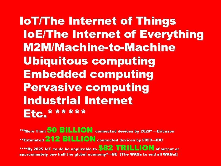 Io. T/The Internet of Things Io. E/The Internet of Everything M 2 M/Machine-to-Machine Ubiquitous