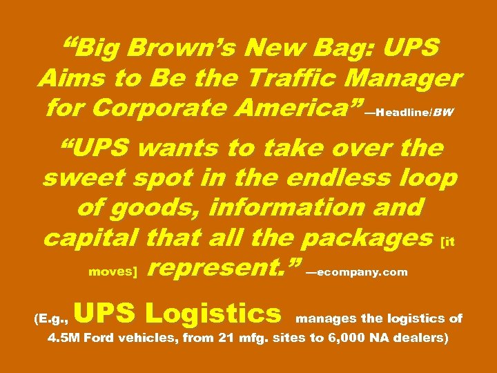 “Big Brown’s New Bag: UPS Aims to Be the Traffic Manager for Corporate America”