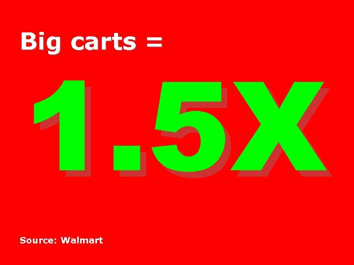 Big carts = 1. 5 X Source: Walmart 