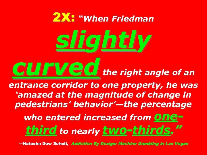 2 X: “When Friedman slightly curved the right angle of an entrance corridor to