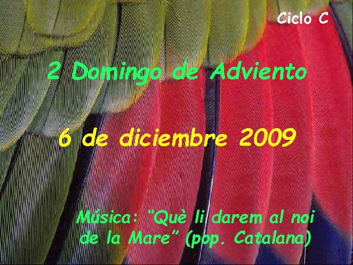 Ciclo C 2 Domingo de Adviento 6 de diciembre 2009 Música: “Què li darem