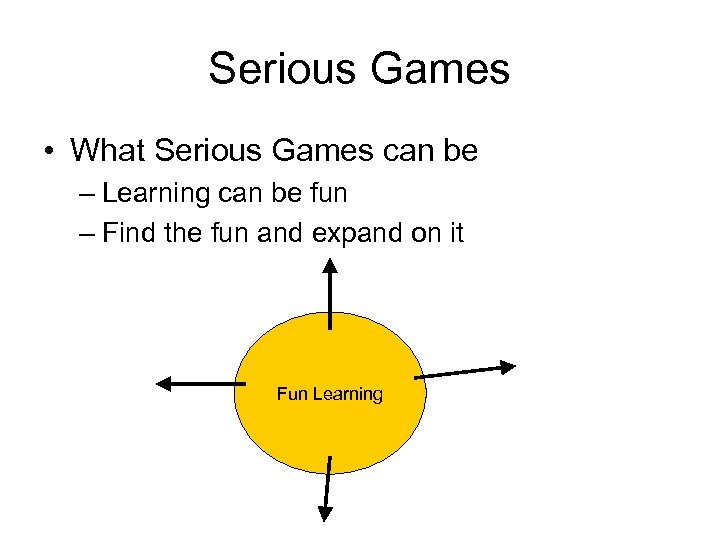 Serious Games • What Serious Games can be – Learning can be fun –