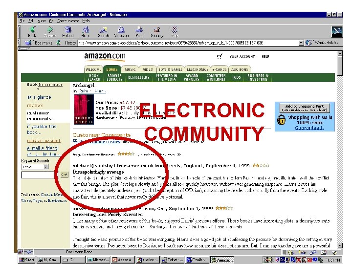 ELECTRONIC COMMUNITY Dr. Thomas Tran CSI 5389 (E-Commerce Technologies) 5 