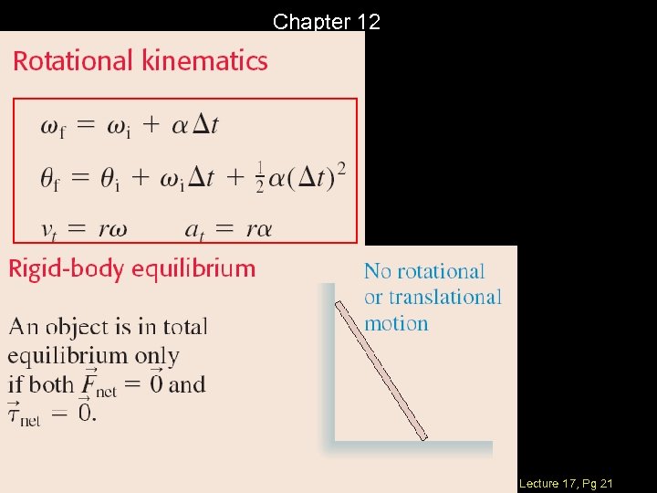 Chapter 12 Physics 207: Lecture 17, Pg 21 