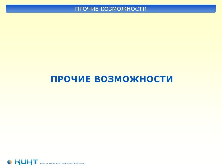 ПРОЧИЕ ВОЗМОЖНОСТИ 