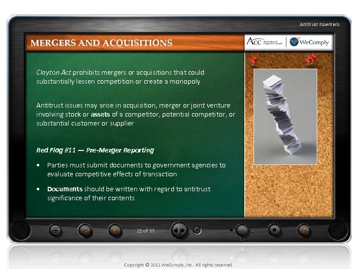 Antitrust Essentials MERGERS AND ACQUISITIONS Clayton Act prohibits mergers or acquisitions that could substantially