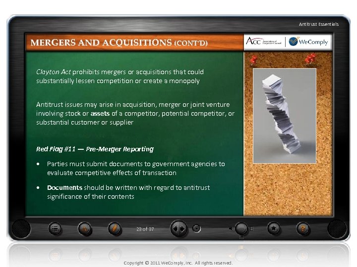 Antitrust Essentials MERGERS AND ACQUISITIONS (CONT’D) Clayton Act prohibits mergers or acquisitions that could