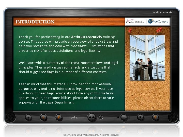 Antitrust Essentials INTRODUCTION Thank you for participating in our Antitrust Essentials training course. This