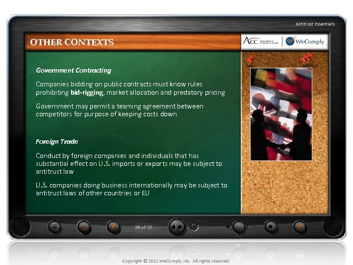 Antitrust Essentials OTHER CONTEXTS Government Contracting Companies bidding on public contracts must know rules