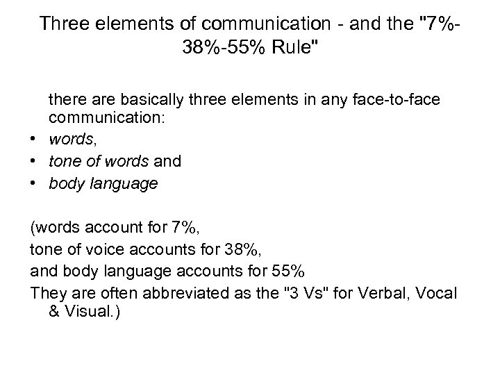 Three elements of communication - and the 