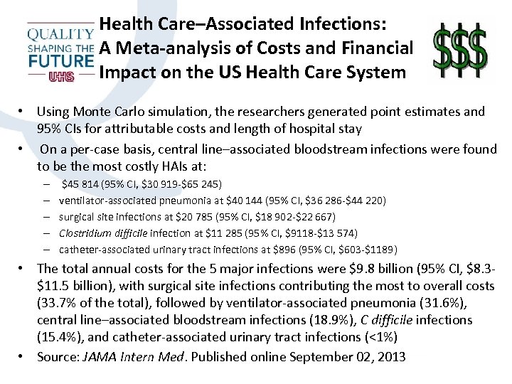 Health Care–Associated Infections: A Meta-analysis of Costs and Financial Impact on the US Health