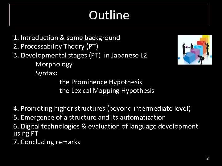 Outline 1. Introduction & some background 2. Processability Theory (PT) 3. Developmental stages (PT)