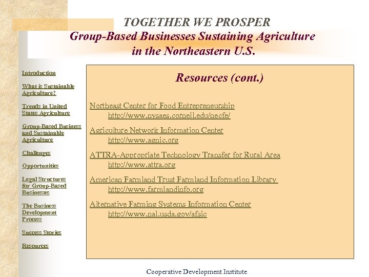 TOGETHER WE PROSPER Group-Based Businesses Sustaining Agriculture in the Northeastern U. S. Introduction What