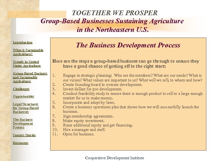 TOGETHER WE PROSPER Group-Based Businesses Sustaining Agriculture in the Northeastern U. S. Introduction The