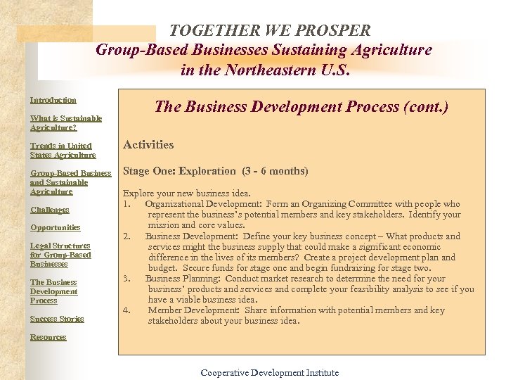 TOGETHER WE PROSPER Group-Based Businesses Sustaining Agriculture in the Northeastern U. S. Introduction What