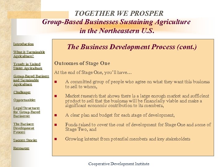 TOGETHER WE PROSPER Group-Based Businesses Sustaining Agriculture in the Northeastern U. S. Introduction The