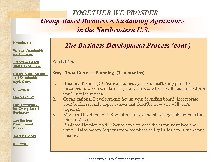 TOGETHER WE PROSPER Group-Based Businesses Sustaining Agriculture in the Northeastern U. S. Introduction What