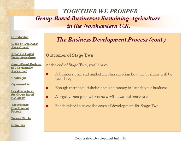 TOGETHER WE PROSPER Group-Based Businesses Sustaining Agriculture in the Northeastern U. S. Introduction The
