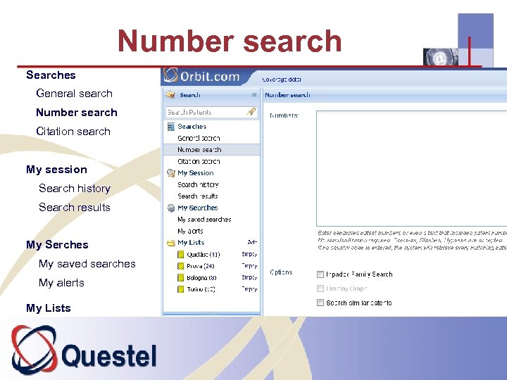 Number search Searches General search Number search Citation search My session Search history Search