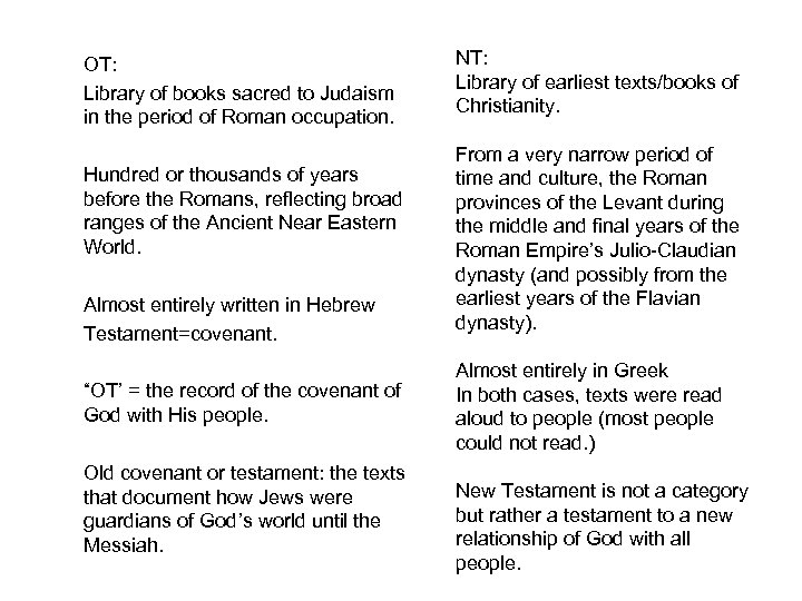 OT: Library of books sacred to Judaism in the period of Roman occupation. Hundred