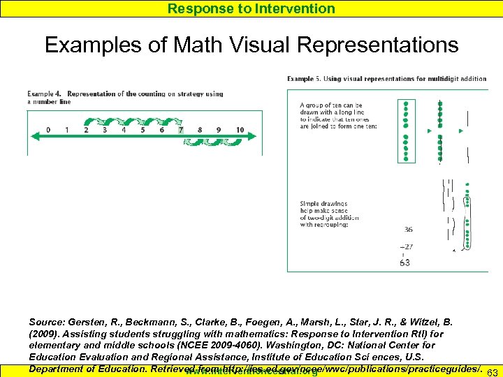 Response to Intervention Examples of Math Visual Representations Source: Gersten, R. , Beckmann, S.