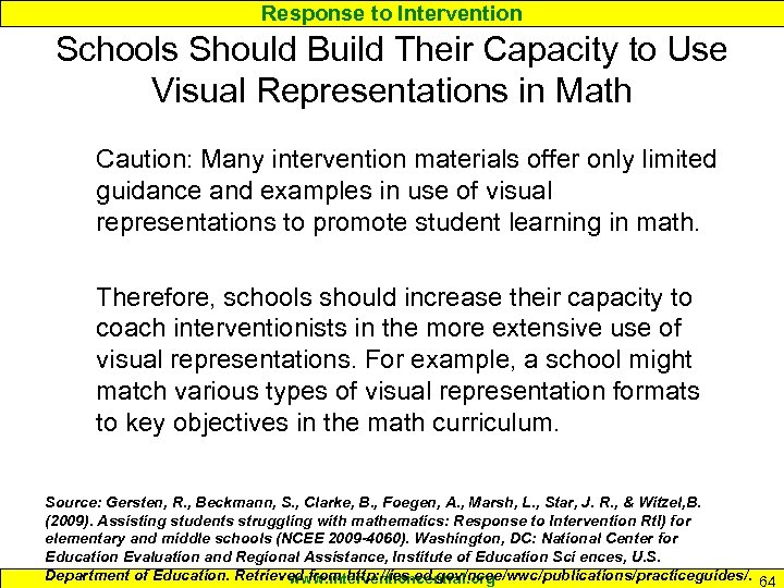 Response to Intervention Schools Should Build Their Capacity to Use Visual Representations in Math