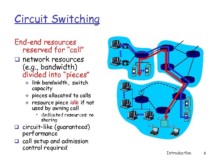 Circuit Switching End-end resources reserved for “call” q network resources (e. g. , bandwidth)