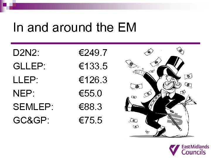 In and around the EM D 2 N 2: GLLEP: NEP: SEMLEP: GC&GP: €