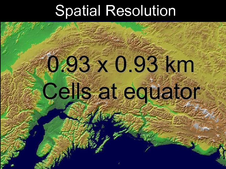 Spatial Resolution 0. 93 x 0. 93 km Cells at equator 