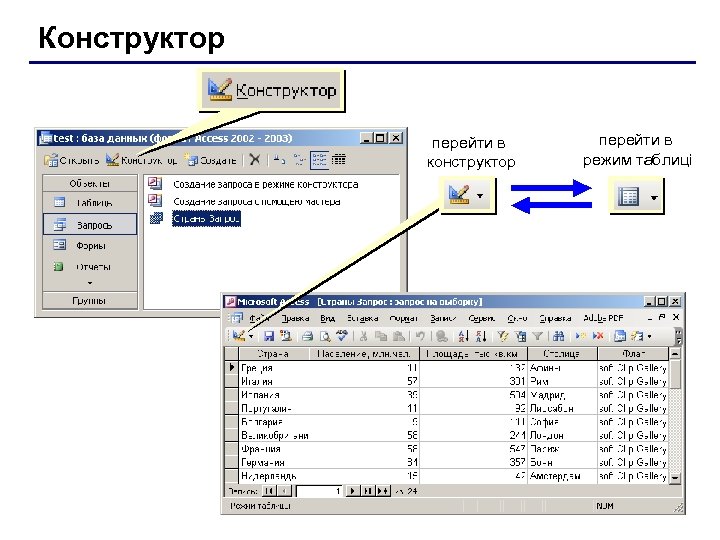 Конструктор перейти в конструктор перейти в режим таблиці 