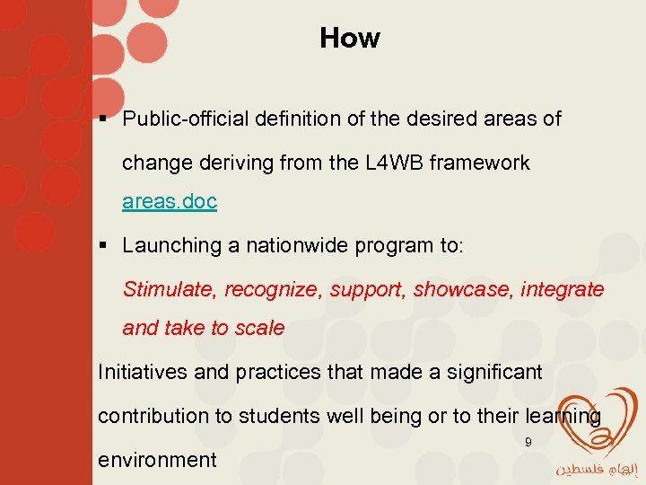 How § Public-official definition of the desired areas of change deriving from the L