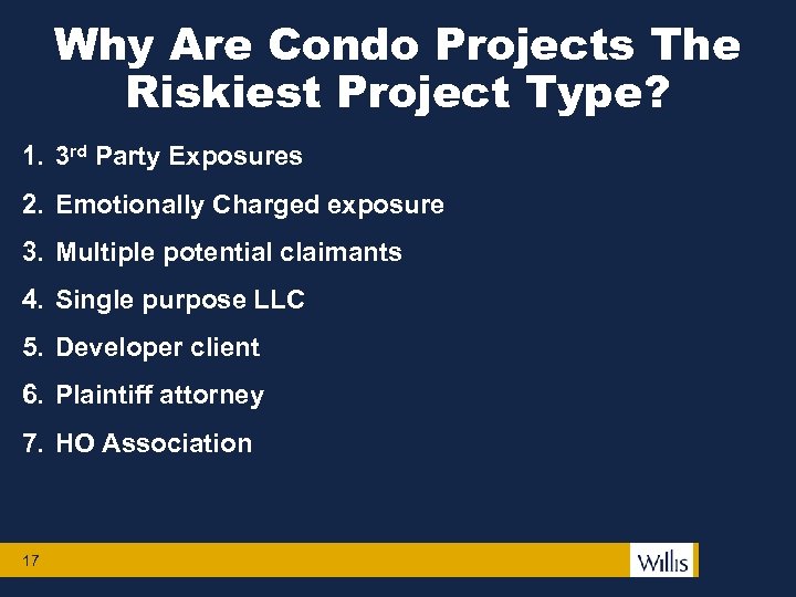Why Are Condo Projects The Riskiest Project Type? 1. 3 rd Party Exposures 2.