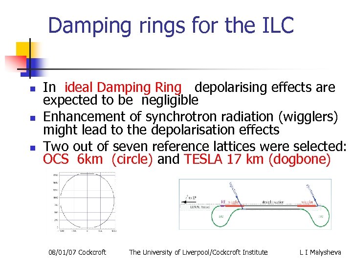Damping rings for the ILC n n n In ideal Damping Ring depolarising effects