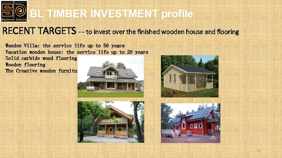 BL TIMBER INVESTMENT profile RECENT TARGETS - - to invest over the finished wooden