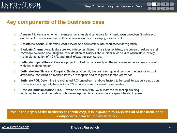 Step 2: Developing the Business Case Key components of the business case 1. Assess