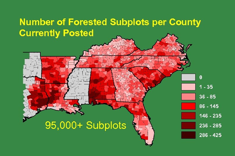 Number of Forested Subplots per County Currently Posted 0 1 - 35 36 -