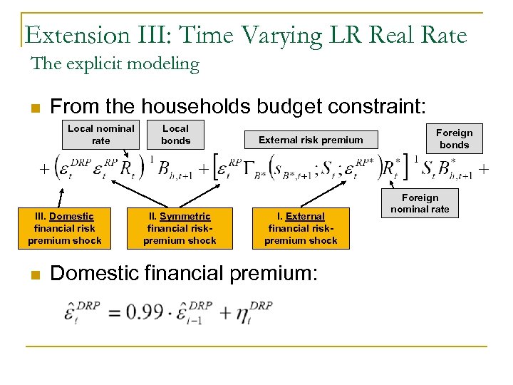 Extension III: Time Varying LR Real Rate The explicit modeling n From the households