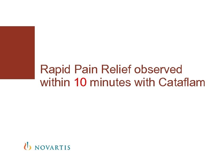 Rapid Pain Relief observed within 10 minutes with Cataflam 