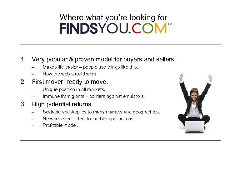 Where what you’re looking for 1. Very popular & proven model for buyers and