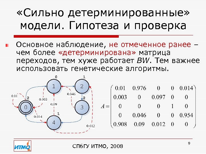  «Сильно детерминированные» модели. Гипотеза и проверка Основное наблюдение, не отмеченное ранее – чем