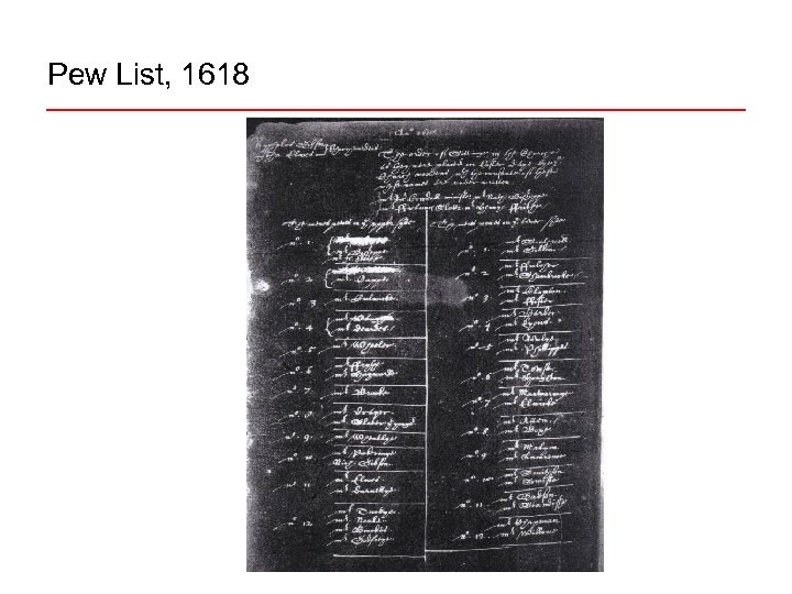 Pew List, 1618 