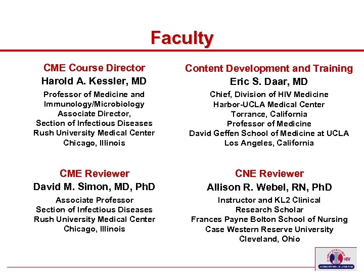 Faculty CME Course Director Harold A. Kessler, MD Professor of Medicine and Immunology/Microbiology Associate