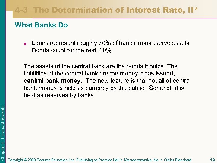 4 -3 The Determination of Interest Rate, II* What Banks Do ■ Loans represent