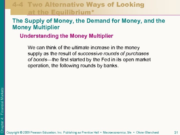 4 -4 Two Alternative Ways of Looking at the Equilibrium* The Supply of Money,
