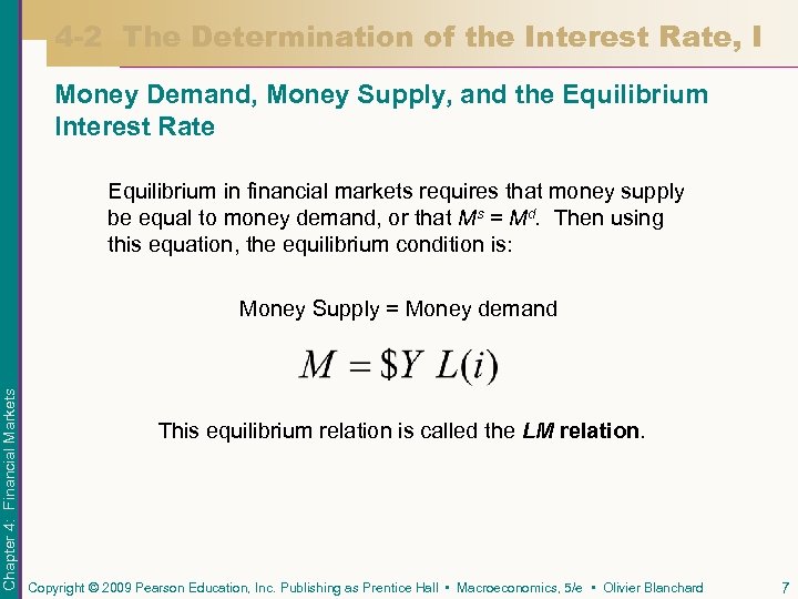 4 -2 The Determination of the Interest Rate, I Money Demand, Money Supply, and