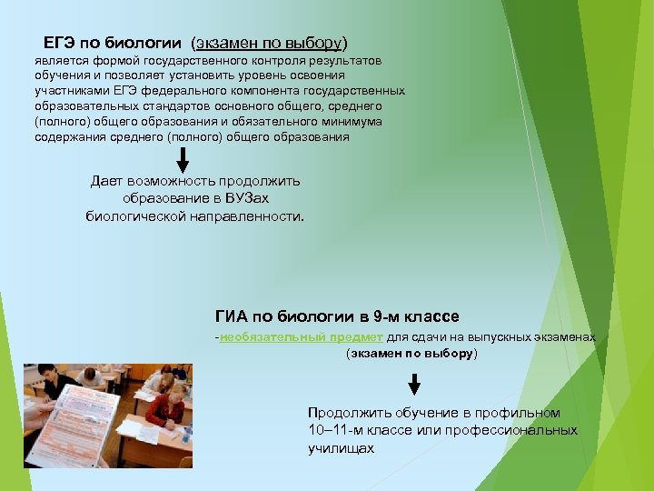  ЕГЭ по биологии (экзамен по выбору) является формой государственного контроля результатов обучения и
