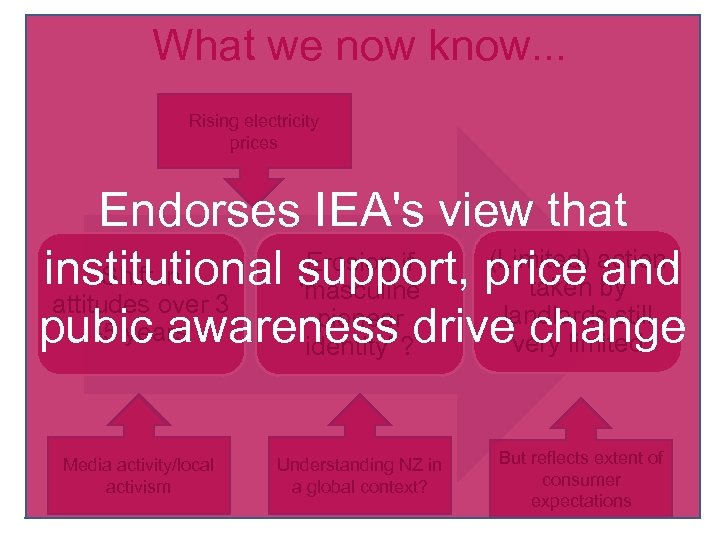 What we now know. . . Rising electricity prices Endorses IEA's view that (Limited)