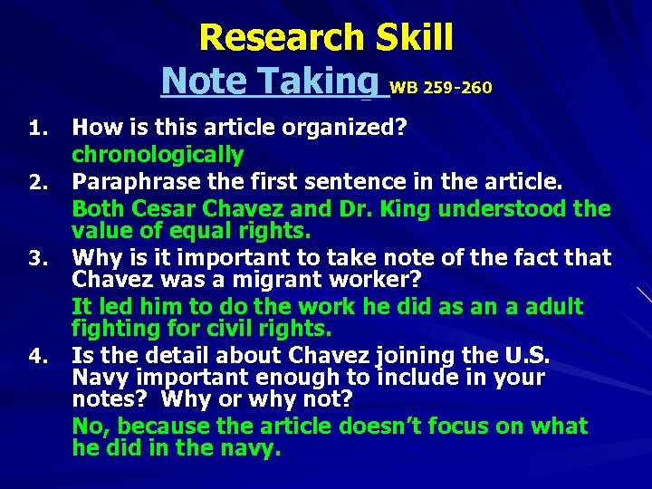 Research Skill Note Taking WB 259 -260 1. 2. 3. 4. How is this