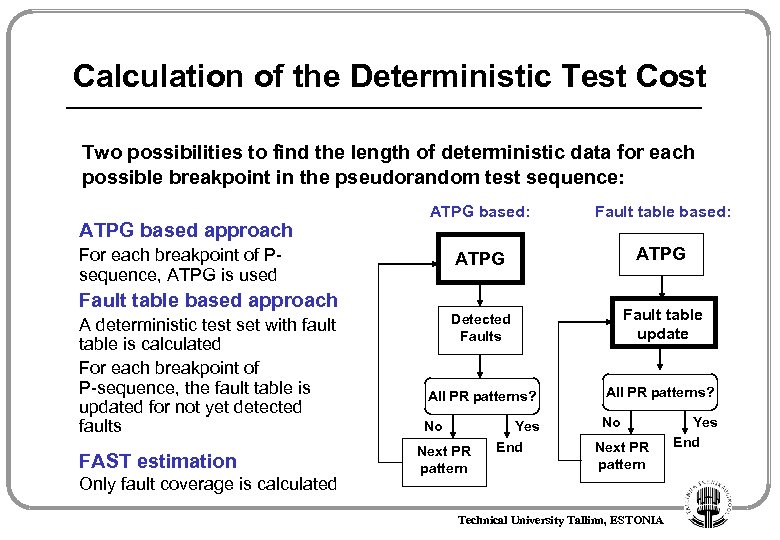 Calculation of the Deterministic Test Cost Two possibilities to find the length of deterministic